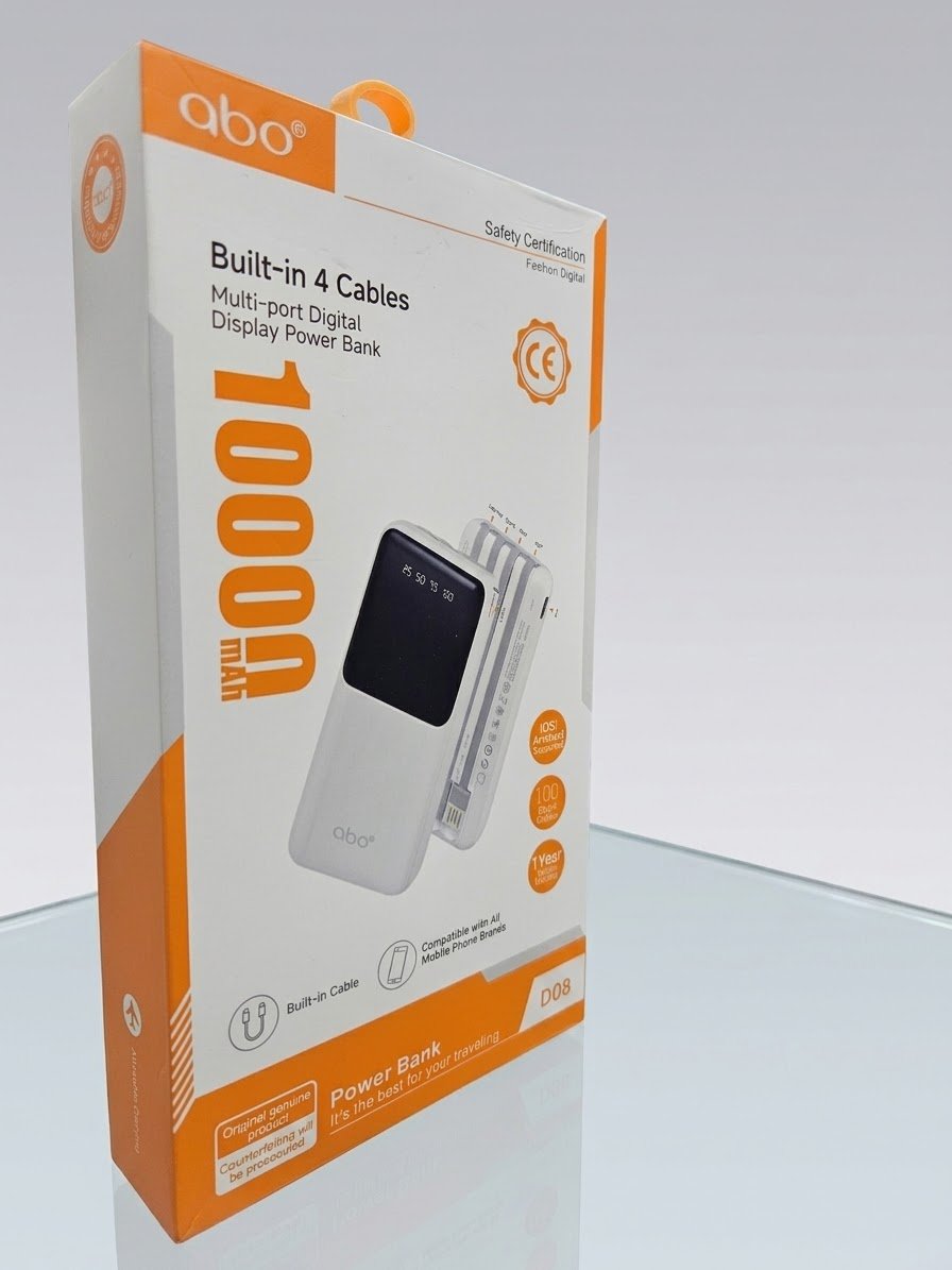 abo D08 10000mAh Built-in 4 Cables Power Bank