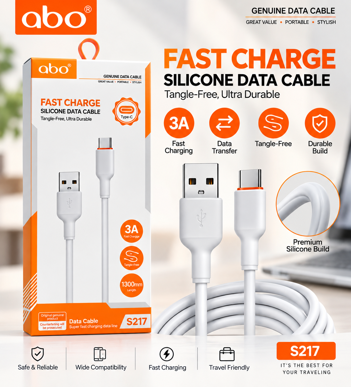 Abo Fast Charge Silicone Data Cable (Type-C)