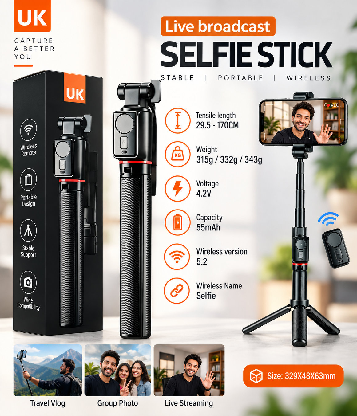 UK Live Broadcast Selfie Stick