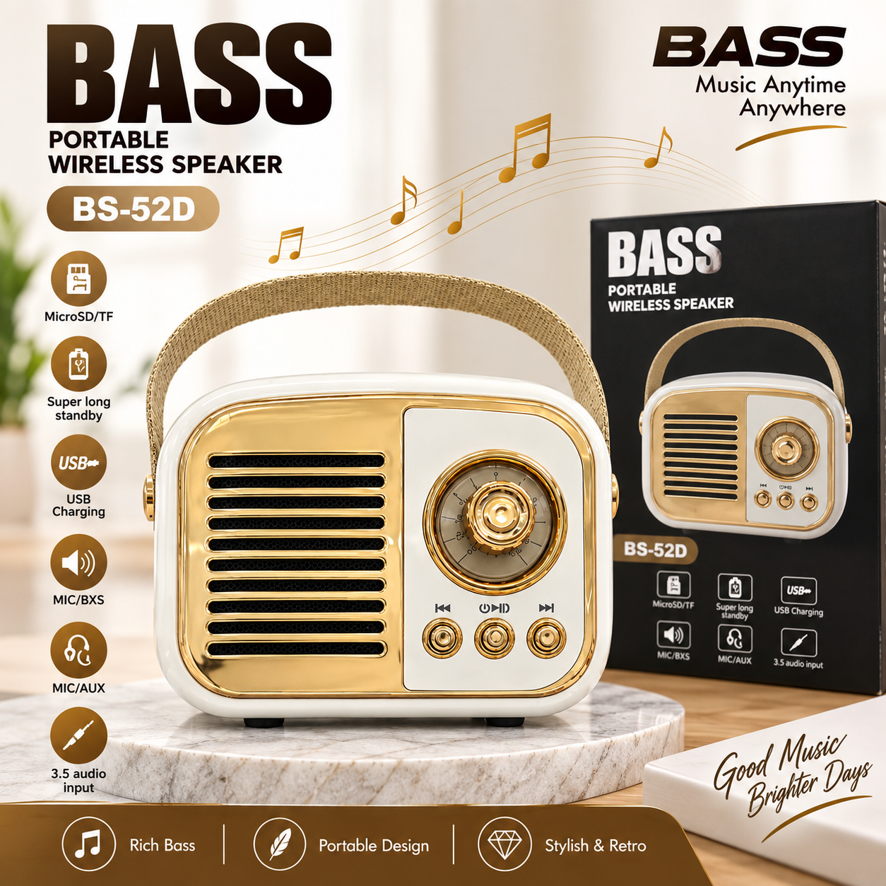 BASS BS-52D Portable Wireless Speaker