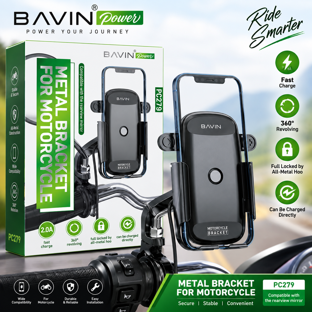 BAVIN PC279 Metal Bracket for Motorcycle