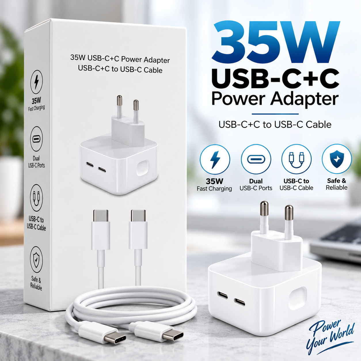 35W USB-C+C Power Adapter